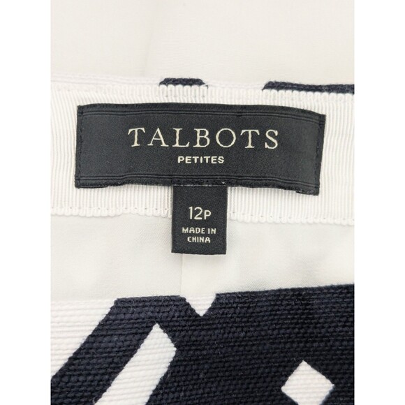 TALBOTS Skirt Womens 12P Black & White Career Art To Wear Gold Zip Corp Abstract - Picture 3 of 11